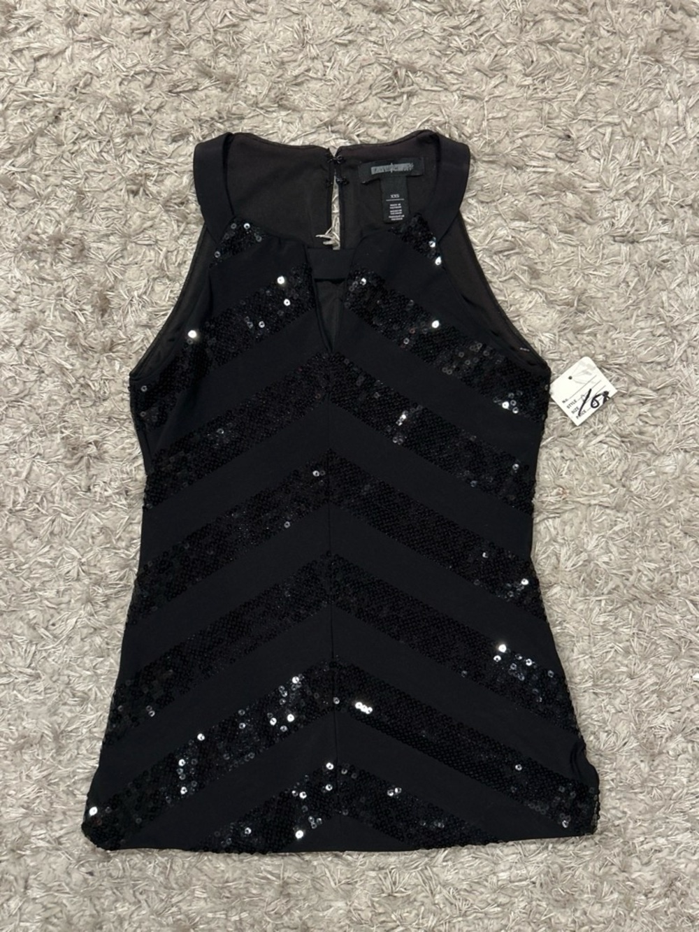 Black Sequin Chevron Tank Top